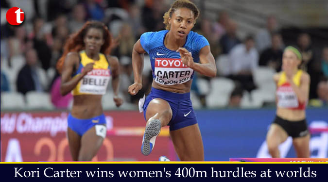 Kori Carter wins women's 400m hurdles at worlds