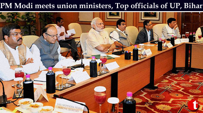 PM Modi meets union ministers, Top officials of UP, Bihar