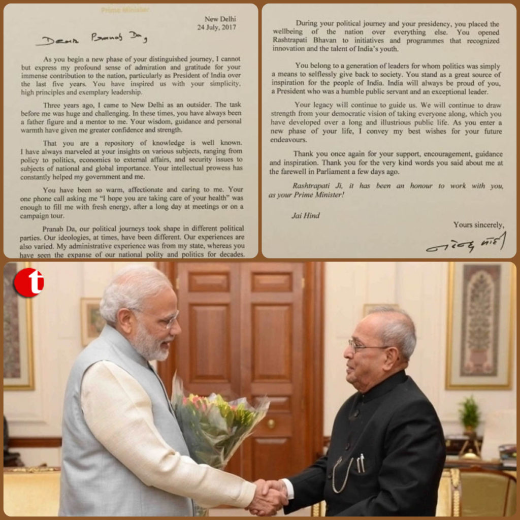 On Pranab’s last day in office, a warm, farewell letter from the PM