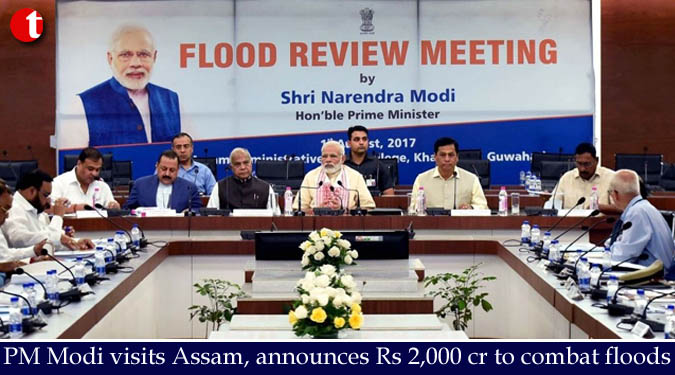 PM Modi visits Assam, announces Rs 2,000 cr to combat floods in NE