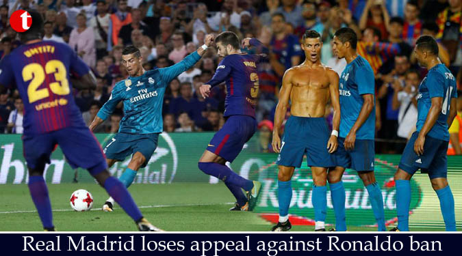 Real Madrid loses appeal against Ronaldo ban
