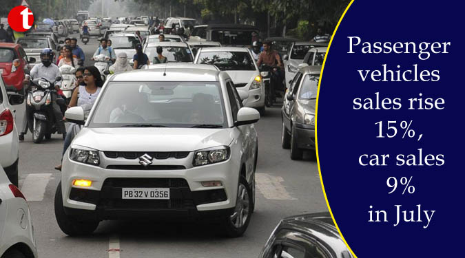 Passenger vehicles sales rise 15%, car sales 9% in July