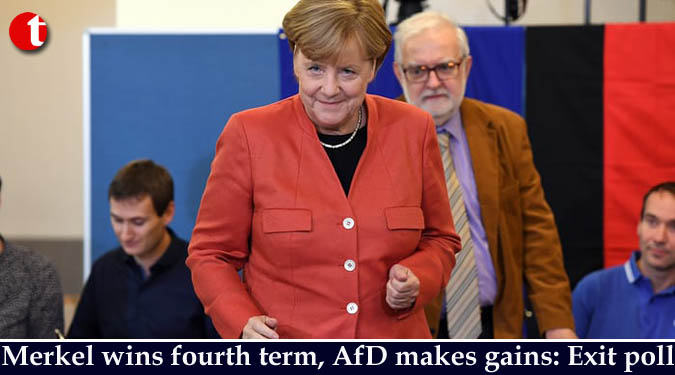 Merkel wins fourth term, AfD makes gains: Exit poll