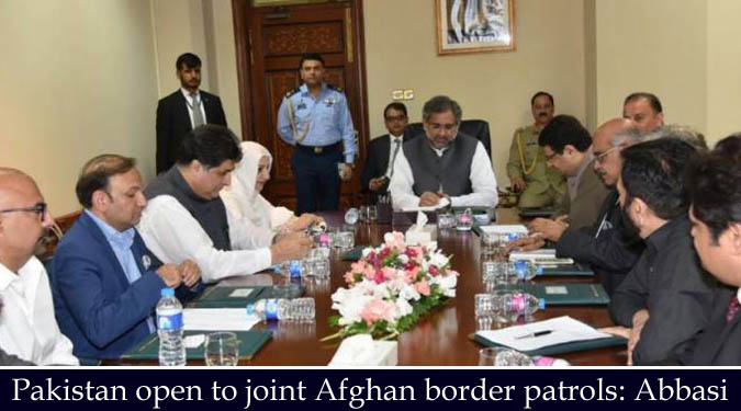Pakistan open to joint Afghan border patrols: Abbasi