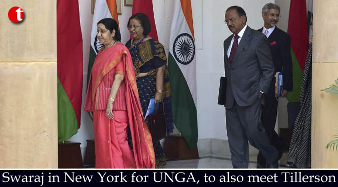 Swaraj in New York for UNGA, to also meet Tillerson