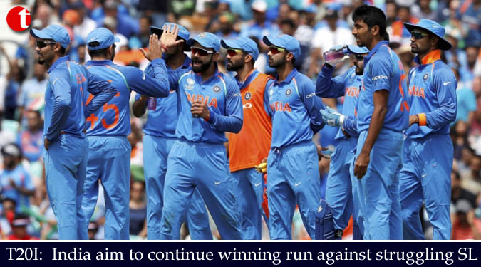 T20I: India aim to continue winning run against struggling SL