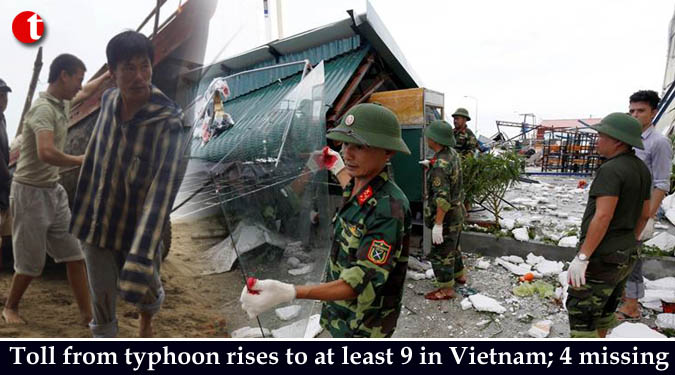 Toll from typhoon rises to at least 9 in Vietnam; 4 missing