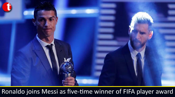 Ronaldo joins Messi as five-time winner of FIFA player award