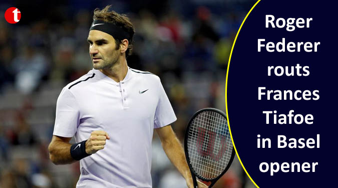Roger Federer routs Frances Tiafoe in Basel opener