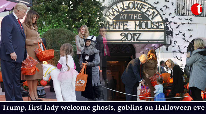 Trump, first lady welcome ghosts, goblins on Halloween eve