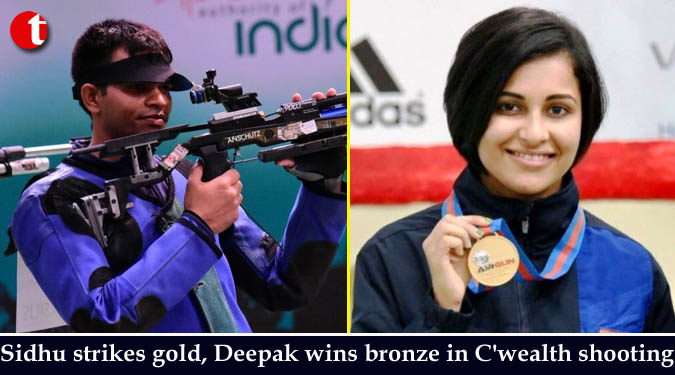 Sidhu strikes gold, Deepak wins bronze in C’wealth shooting