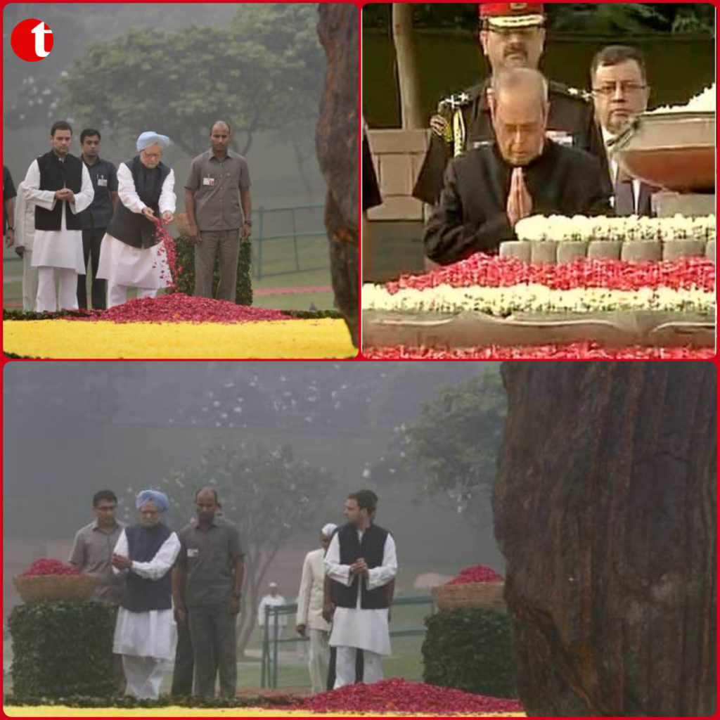 Pranab Mukherjee, Manmohan Singh, Rahul pay tributes to Indira Gandhi