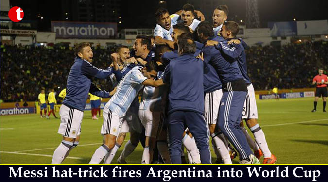 Messi hat-trick fires Argentina into World Cup