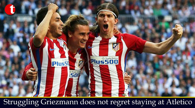 Struggling Griezmann does not regret staying at Atletico
