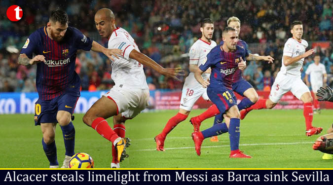 Alcacer steals limelight from Messi as Barca sink Sevilla