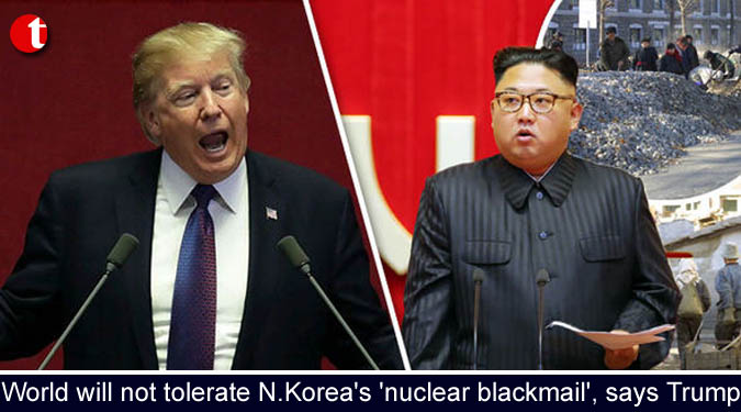 World will not tolerate North Korea's 'nuclear blackmail', says Trump