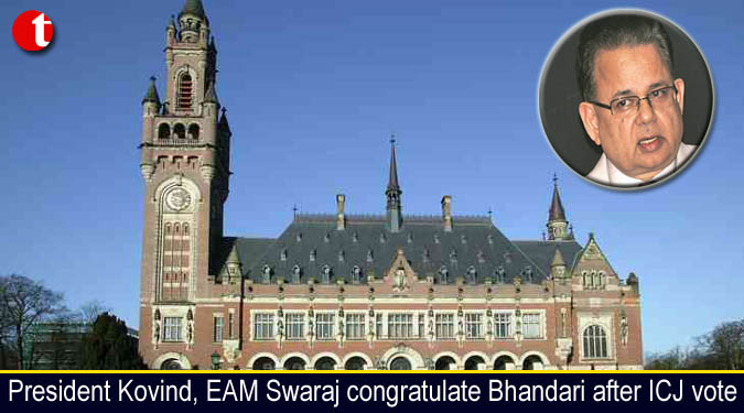 President Kovind, EAM Swaraj congratulate Bhandari after ICJ vote
