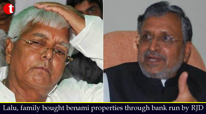 Lalu, family bought benami properties through bank run by RJD: Sushil Modi