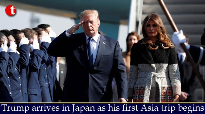 Donald Trump arrives in Japan as his first Asia trip begins