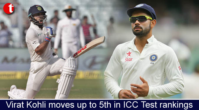 Virat Kohli moves up to 5th in ICC Test rankings