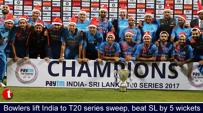 Bowlers lift India to T20 series sweep, beat SL by 5 wickets in Final T20