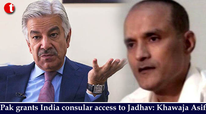 Pak grants India consular access to Jadhav: Khawaja Asif