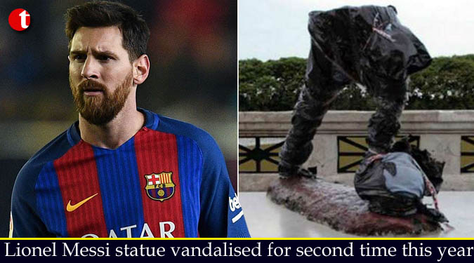 Lionel Messi statue vandalised for second time this year