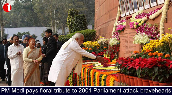 PM Modi pays floral tribute to 2001 Parliament attack bravehearts