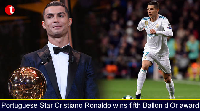 Portuguese Star Cristiano Ronaldo wins fifth Ballon d'Or award