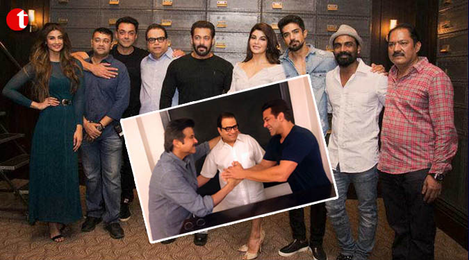 Salman welcomes 'jhakaas' Anil on 'Race 3' sets