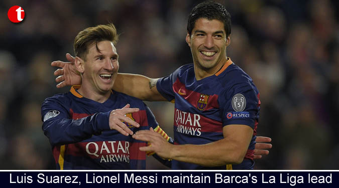 Luis Suarez, Lionel Messi maintain Barca’s La Liga lead