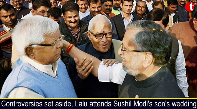 Controversies set aside, Lalu Yadav attends Sushil Modi’s son’s wedding