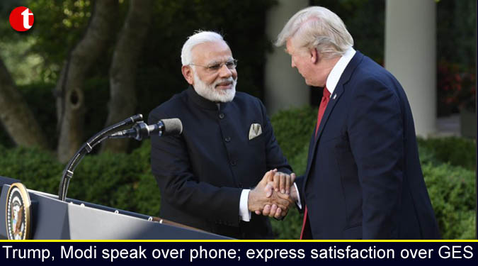 Trump, Modi speak over phone; express satisfaction over GES