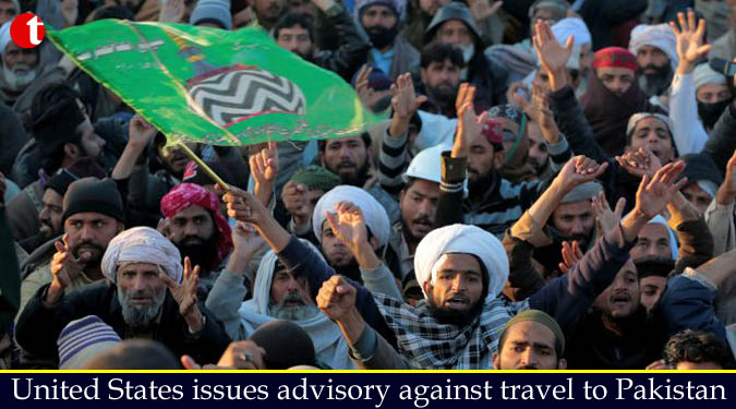 United States issues advisory against travel to Pakistan