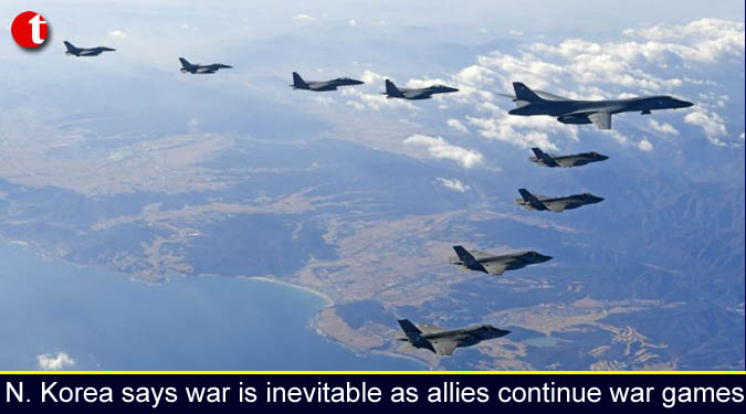 N. Korea says war is inevitable as allies continue war games