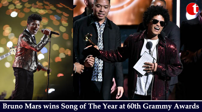 Bruno Mars wins Song of The Year at 60th Grammy Awards