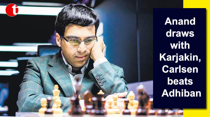 Anand draws with Karjakin, Carlsen beats Adhiban