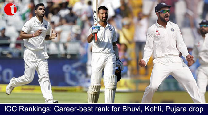 ICC Rankings: Career-best rank for Bhuvi, Kohli, Pujara drop