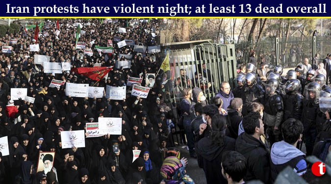 Iran protests have violent night; at least 13 dead overall