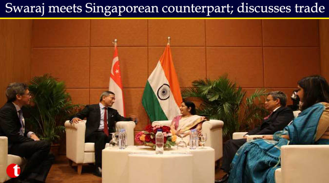 Swaraj meets Singaporean counterpart; discusses trade