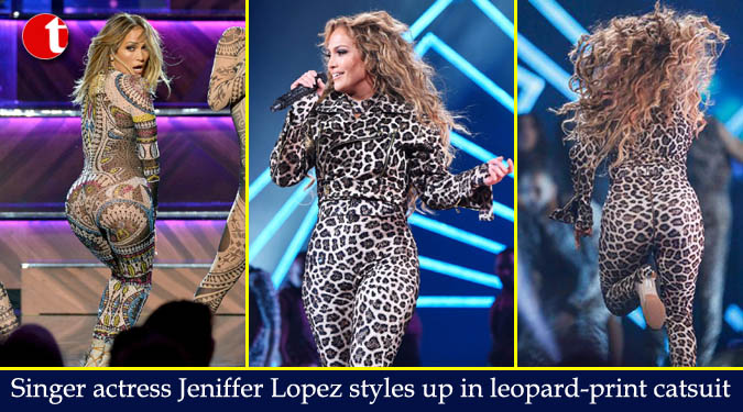 Singer actress Jeniffer Lopez styles up in leopard-print catsuit