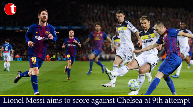 Lionel Messi aims to score against Chelsea at 9th attempt