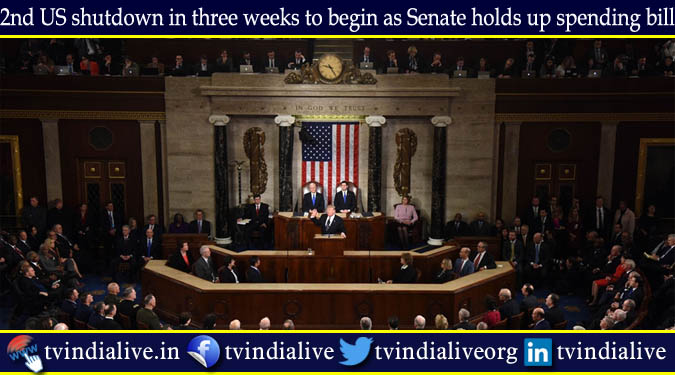 2nd US shutdown in three weeks to begin as Senate holds up spending bill