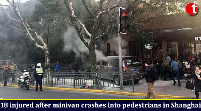 18 injured after minivan crashes into pedestrians in Shanghai