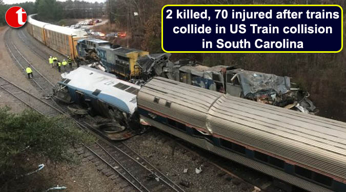 2 killed, 70 injured after trains collide in US Train collision in South Carolina