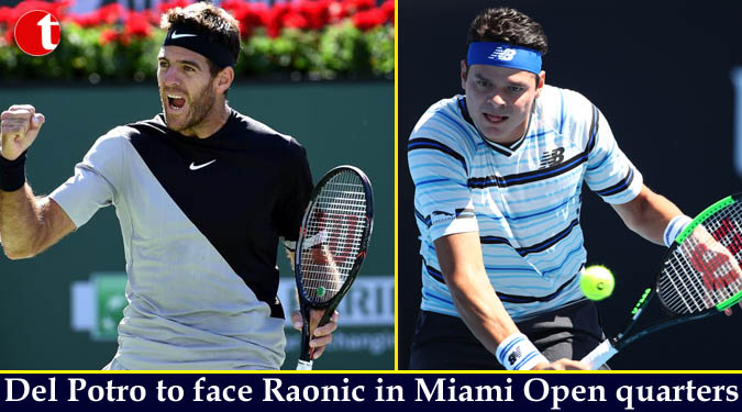 Del Potro to face Raonic in Miami Open quarters