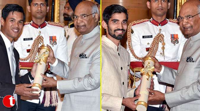 Srikanth, Somdev receive Padma awards