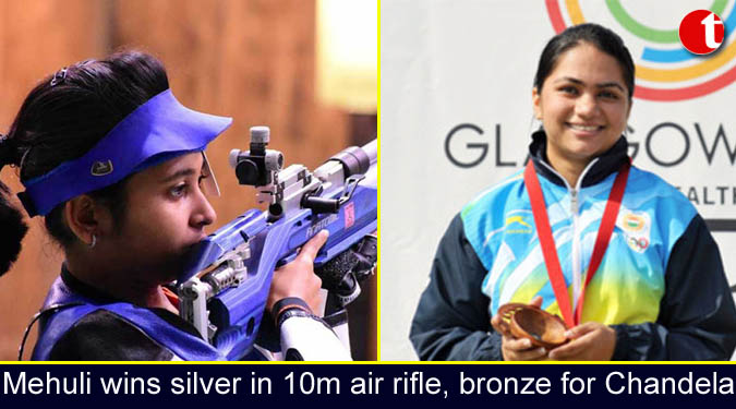 Mehuli wins silver in 10m air rifle, bronze for Chandela