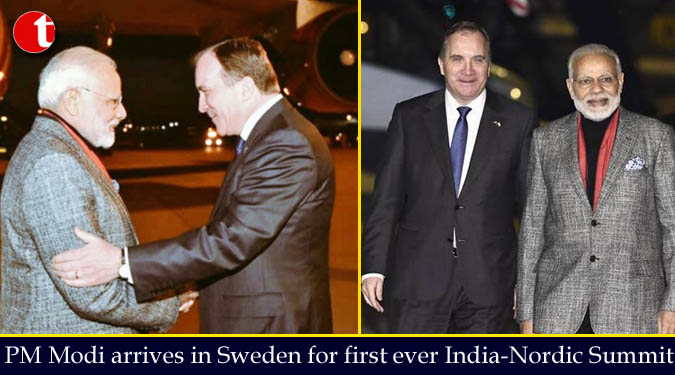 PM Modi arrives in Sweden for first ever India-Nordic Summit