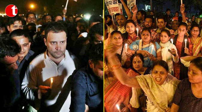 Rahul Gandhi leads midnight march to protest Unnao, Kathua rape cases